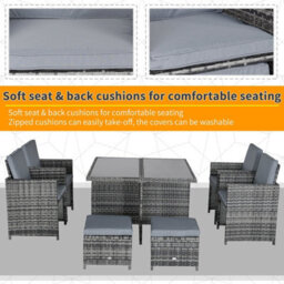 Wyld Haus Noco Rattan Grey 8-Seater Outdoor Dining Set With Armchairs And Footstools, 9-Piece Cube Layout - thumbnail 8
