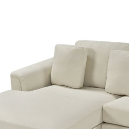 Beliani Corner Sofa 5 Seater Oslo Fabric Beige With Ottoman Right Hand - thumbnail 8