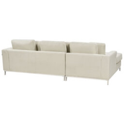 Beliani Corner Sofa 5 Seater Oslo Fabric Beige With Ottoman Right Hand - thumbnail 6
