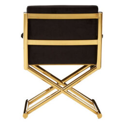 Orsina Gold Finish Black Velvet Chair,lounge Chair With Cross Style Base,ocassional Chair,velvet Upholster Armchair - thumbnail 4