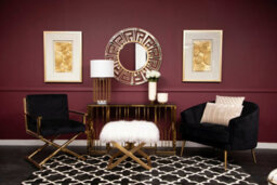 Orsina Gold Finish Black Velvet Chair,lounge Chair With Cross Style Base,ocassional Chair,velvet Upholster Armchair - thumbnail 2