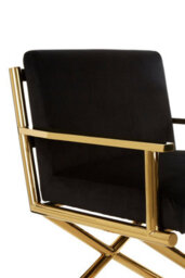 Orsina Gold Finish Black Velvet Chair,lounge Chair With Cross Style Base,ocassional Chair,velvet Upholster Armchair - thumbnail 5