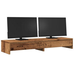 Walplus Monitor Stand With Drawers Old Wood 100X27X15 Cm Engineered Wood - thumbnail 3