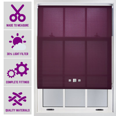 Chrome Triple Square Eyelet Daylight Roller Blind - (W)60Cm X (L)165Cm Aubergine Blind From Furnished - image 1