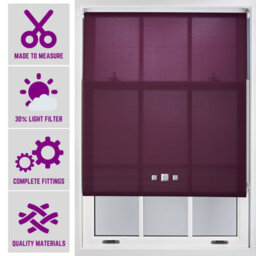 Chrome Triple Square Eyelet Daylight Roller Blind - (W)60Cm X (L)165Cm Aubergine Blind From Furnished - thumbnail 1