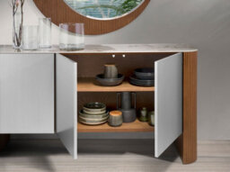 Angel Cerda Elegant Silver Wood Sideboard With Porcelain Marble Top - thumbnail 4