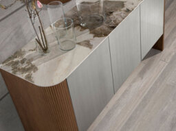 Angel Cerda Elegant Silver Wood Sideboard With Porcelain Marble Top - thumbnail 5