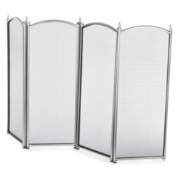 Livivo 4 Panel Fireplace Screen Freestanding Nickel Finish Decorative Mesh Fire Guard Spark Protector For Stoves Burners