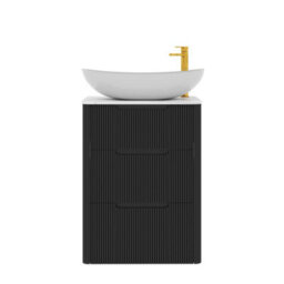 Royal Bathrooms Avenza 600mm Matt Obsidian Black Floor Standing Countertop Bathroom Vanity Unit 3 Drawer With Cesar Basin - thumbnail 6