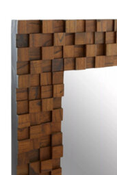 Orsina Chic Dimensional Squares Wall Mirror, Hand Painted Red Beech Wall Mirror, Textured Rectangle Frame Mirror - thumbnail 3