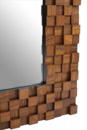 Orsina Chic Dimensional Squares Wall Mirror, Hand Painted Red Beech Wall Mirror, Textured Rectangle Frame Mirror - thumbnail 4