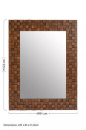 Orsina Chic Dimensional Squares Wall Mirror, Hand Painted Red Beech Wall Mirror, Textured Rectangle Frame Mirror - thumbnail 6