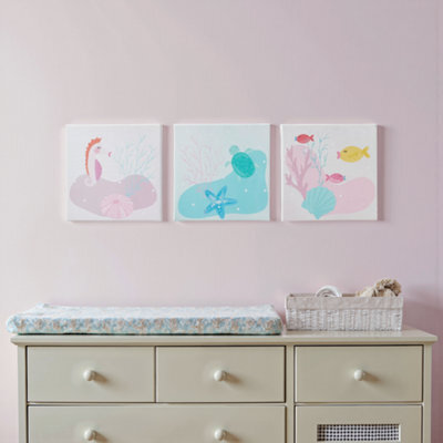 Under The Sea Kids Mutli Canvas Art, Set Of 3 (H)20Cm X (W)20Cm - image 1