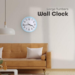 Divchi Wall Clock Silent & Non-Ticking Modern Battery Operated Digital Quiet Sweep Office Home School Kitchen Decor Clocks Blue - thumbnail 2