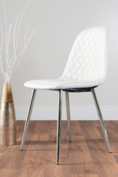 Furniturebox Uk Carson White Marble Effect Square Dining Table & 2 White Corona Silver Chairs - thumbnail 9