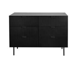 Ohs Ribbed 6 Drawer Cabinet Chest Of Drawers Sideboard - Black - thumbnail 3