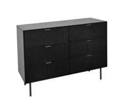 Ohs Ribbed 6 Drawer Cabinet Chest Of Drawers Sideboard - Black - thumbnail 4