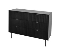 Ohs Ribbed 6 Drawer Cabinet Chest Of Drawers Sideboard - Black - thumbnail 5