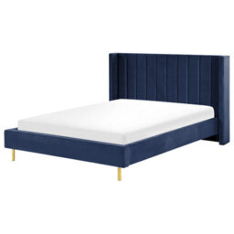 Beliani Bed Velvet Villette 160 X 200 Cm (Eu King Size) Navy Blue - thumbnail 1