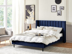 Beliani Bed Velvet Villette 160 X 200 Cm (Eu King Size) Navy Blue - thumbnail 2
