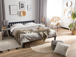 Beliani Bed Pine Wood Florac 140 X 200 Cm (Eu Double) Navy Blue - thumbnail 2
