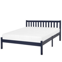 Beliani Bed Pine Wood Florac 140 X 200 Cm (Eu Double) Navy Blue - thumbnail 1