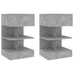 Berkfield Modern Bedside Cabinets 2 Pcs Concrete Grey 40X35X65 Cm - thumbnail 2