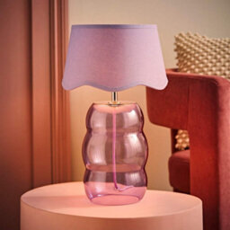 Valuelights Lolly Lilac Glass Bubble Table Lamp With Scallop Shade And Bulb