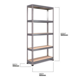 RB UK Rb Boss Garage Shelving Unit Fastlok 5 Shelf Mdf Galvanised Steel (H) 1800mm (W)900mm (D) 400mm - thumbnail 3