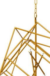 Orsina Brass Finish Six Bulb Pendant Light, Overlapping Cube Metal Frame, Contemporary Luxe Lighting Fixture - thumbnail 2