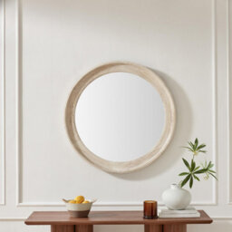 Furniturebox Uk Rebecca Oak Wood Medium 80X80Cm Round Wall Mirror - thumbnail 2