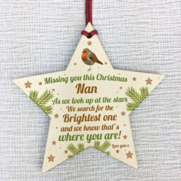 Red Ocean Nan Robin Memorial Chirstmas Tree Bauble Wooden Star Xmas Decoration Memorial Gift - thumbnail 5