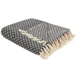 Beliani Blanket Chyama Cotton 220 X 240 Cm Black - thumbnail 1