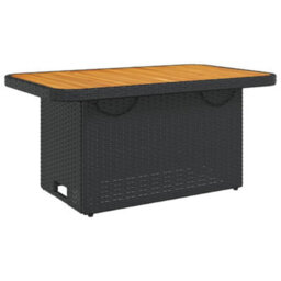 Berkfield Garden Table Black 90X55X71 Cm Poly Rattan And Acacia Wood - thumbnail 7