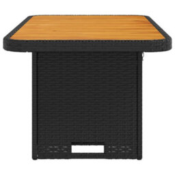 Berkfield Garden Table Black 90X55X71 Cm Poly Rattan And Acacia Wood - thumbnail 6