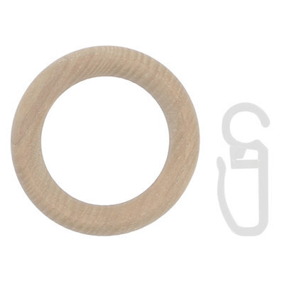 GoodHome Symi Oak Effect Natural Curtain Ring (Dia)28mm, Pack Of 10 Compatibility- 28mm Curtain Pole - image 1