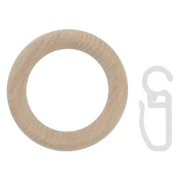 GoodHome Symi Oak Effect Natural Curtain Ring (Dia)28mm, Pack Of 10 Compatibility- 28mm Curtain Pole
