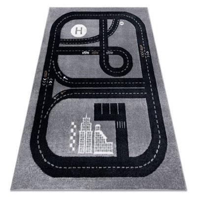 RugsX Carpet Fun Track For Children, Street, Town Grey 120X170 Cm - image 1
