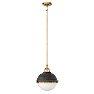 Luminosa Lighting Elstead Hinkley Fletcher 2 Light Pendant Aged Zinc With Heritage Brass - image 1