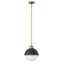 Luminosa Lighting Elstead Hinkley Fletcher 2 Light Pendant Aged Zinc With Heritage Brass - thumbnail 1