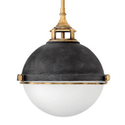 Luminosa Lighting Elstead Hinkley Fletcher 2 Light Pendant Aged Zinc With Heritage Brass - thumbnail 2