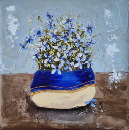 Vase With Blue Flowers 25 X 25 X 0.1 Cm (9.8 X 9.8 X 0 Inches) - thumbnail 1