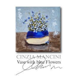 Vase With Blue Flowers 25 X 25 X 0.1 Cm (9.8 X 9.8 X 0 Inches) - thumbnail 4