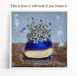 Vase With Blue Flowers 25 X 25 X 0.1 Cm (9.8 X 9.8 X 0 Inches) - thumbnail 7