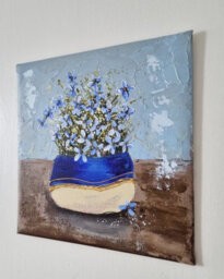 Vase With Blue Flowers 25 X 25 X 0.1 Cm (9.8 X 9.8 X 0 Inches) - thumbnail 2