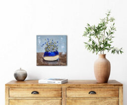 Vase With Blue Flowers 25 X 25 X 0.1 Cm (9.8 X 9.8 X 0 Inches) - thumbnail 9
