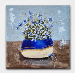 Vase With Blue Flowers 25 X 25 X 0.1 Cm (9.8 X 9.8 X 0 Inches) - thumbnail 8