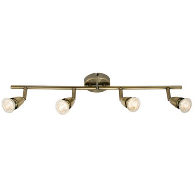 Led Adjustable Ceiling Spotlight Antique Brass Quad Gu10 Kitchen Bar Downlight - image 1