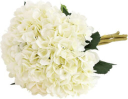 Artificial Hydrangea Flower, 5 Pcs Simple Long Silk Stem 6.3 Inch Head Hydrangea Bouquets For Wedding, Home, (White) - thumbnail 1