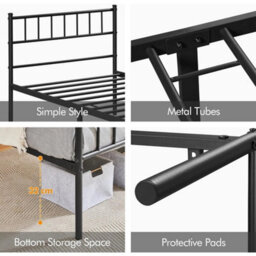 3Ft Single Metal Bed Frame Black Modern - thumbnail 4
